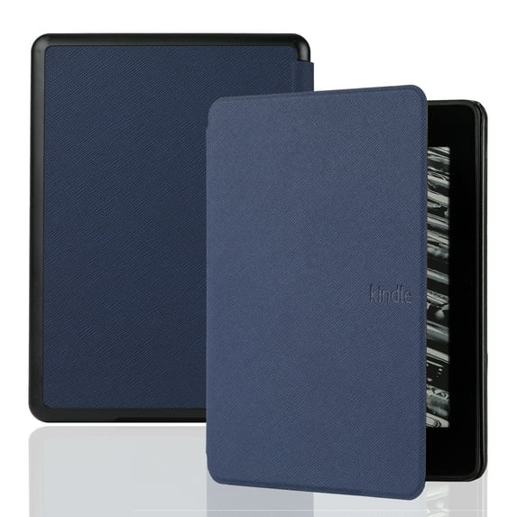 ELEHOLD Case for Kindle Paperwhite 12th Gen/Signature Edition(12th Gen)/Colorsoft Signature Edition(1st Gen) 2024, Slim Fit Cross-hatched Pattern Leather Shockproof Auto Sleep/Wake Smart Case,Darkblue
