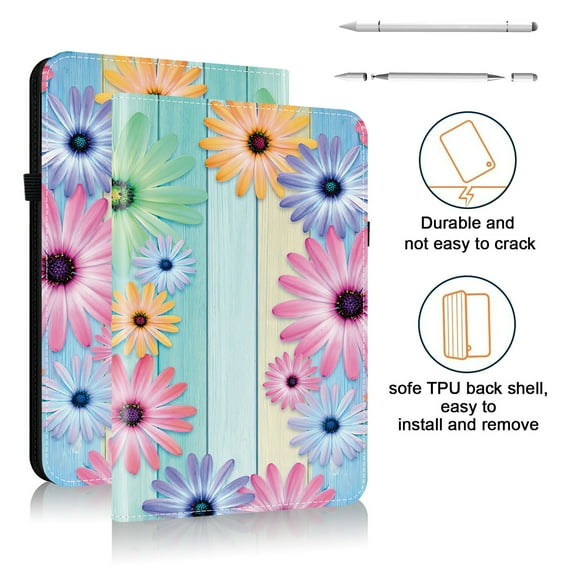 ELEHOLD Case for Kindle Paperwhite6 (12th generation) 2024 7" Release, Shockproof PU Leather Flip Case with Card Slots and Stand, 3-in-1 Stylus Included,G