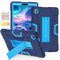 ELEHOLD Case for Lenovo Tab K9 /Lenovo Tab One 2025 (TB305FU),8.7-inch,Heavy Duty Hard PC Silicone Case Hidden Kickstand Anti-Scratch Shockproof Cover for Kids Men Women, Navyblue
