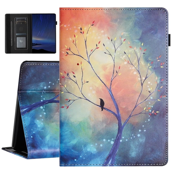 ELEHOLD Case for Lenovo Tab M10 Plus 3rd Generation 10.6 Inch Tablet 2022 with Auto Wake Sleep, Flip Folio Stand Case Soft PU Leather Cute Case with Card Holder,Tree