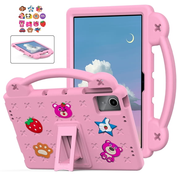 ELEHOLD Case for Lenovo Tab M11 11inch TB330FU TB330XU 2024,Children Friendly DIY Cartoon EVA Foam Protective Handle Stand Cover for Lenovo Tab M11 2024,Pink
