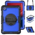 thumbnail image 1 of ELEHOLD Case for Lenovo Tab M11 11inch TB330FU TB330XU,Heavy Duty 3-Layer Protection Case Built-in Screen Protector 360° Rotating Kickstand Handstrap Shoulder Strap Shockproof Cover,Black+Blue, 1 of 8