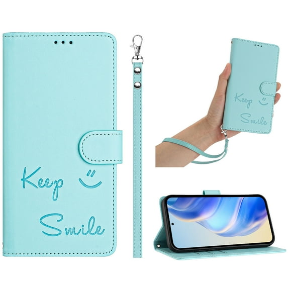 ELEHOLD Case for Motorola G Stylus 5G (2025), RFID Blocking Wallet Case with Crossbody Strap & Wristlet, PU Leather Flip Cover with Kickstand & Card Slots,Mint