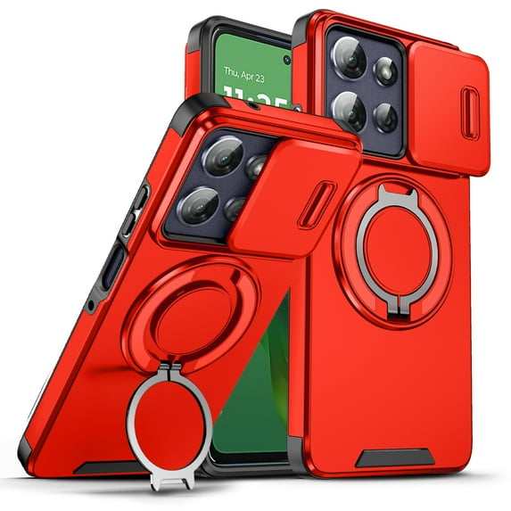 ELEHOLD Case for Motorola Moto G Stylus 5G (2025), TPU+PC Shockproof Military Grade Built-in Ring Holder Kickstand Magnetic Shockproof Case for Motorola Moto G Stylus 5G (2025),Red