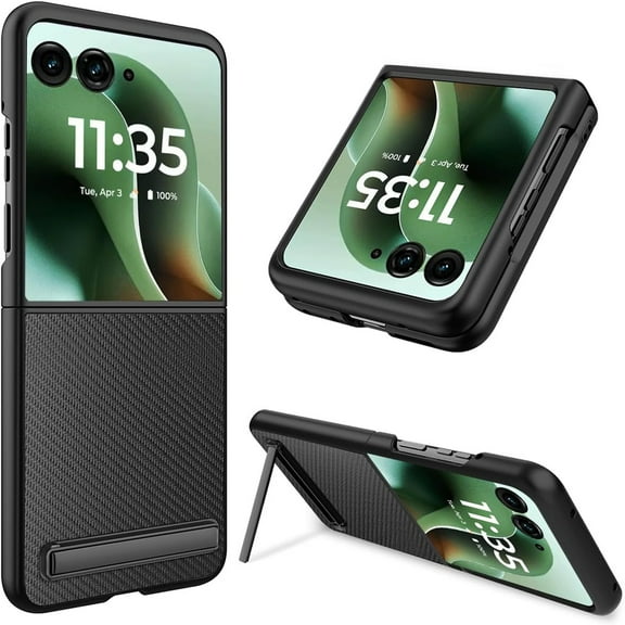ELEHOLD Case For Motorola Razr Ultra 2025/Razr 60 Ultra with Built-in Screen Protector, Rugged Shockproof Foldable Invisible Kickstand Non-Slip  Anti-Scratch Full Body Protection Case Cover,A