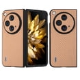 thumbnail image 1 of ELEHOLD Case for OnePlus Open, Carbon Fiber Texture Leather Slim Fit Lightweight Shockproof TPU Bumper Protective Back Cover Case for OnePlus Open - Gold, 1 of 5