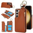 thumbnail image 1 of ELEHOLD Case for Samsung Galaxy A14 5G, Magnetic Closure Kickstand Zipper Wallet Case with 3 Card Slots & Ring Holder,Shockproof RFID Blocking Phone Case,Brown, 1 of 8
