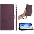 thumbnail image 1 of ELEHOLD Case for Samsung Galaxy A26 5G, RFID Blocking Wallet Case with Crossbody Strap & Wristlet, PU Leather Flip Cover with Kickstand & Card Slots,Darkpurple, 1 of 10