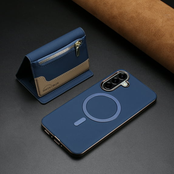 ELEHOLD Case for Samsung Galaxy A36 5G, 2-in-1 Detachable Magnetic Zipper Leather Wallet Case with Card Holder, RFID Blocking Folio Flip Cover,Darkblue