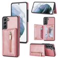 thumbnail image 1 of ELEHOLD Case for Samsung Galaxy S23 FE,PU Leather Wallet Cover with Credit Card Holder Zipper Storage Kickstand Function Shockproof Purse Phone Case for Women Girls,Rosegold, 1 of 7