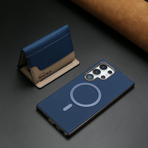 ELEHOLD Case for Samsung Galaxy S23 Ultra, 2-in-1 Magnetic Detachable Wallet Case, RFID Blocking PU Leather Flip Cover with Kickstand & Card Holder,Darkblue