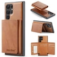 thumbnail image 1 of ELEHOLD Case for Samsung Galaxy S23 Ultra, Faux Leather TPU Back Shockproof Anti-Scratch Flip Stand Magnetic Datachable Card Cash Slots Wallet Case, Brown, 1 of 8