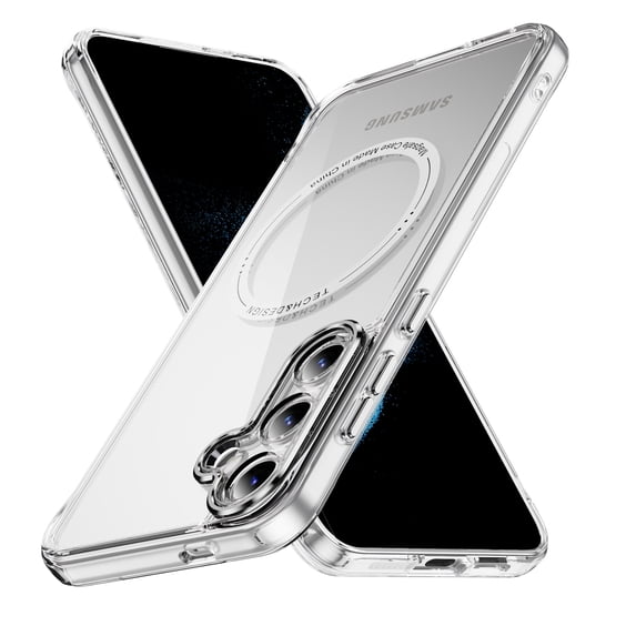 ELEHOLD Case for Samsung Galaxy S24,Compatible with MagSafe Military Protection Full Lens Protector Anti-yellowing Clear Protective Case with Screen Protector for Samsung Galaxy S24,Clear