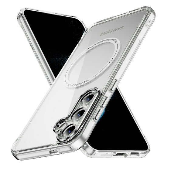 ELEHOLD Case for Samsung Galaxy S24 Plus,Compatible with MagSafe Military Protection Full Lens Protector Anti-yellowing Clear Protective Case with Screen Protector for Samsung Galaxy S24 Plus,Clear