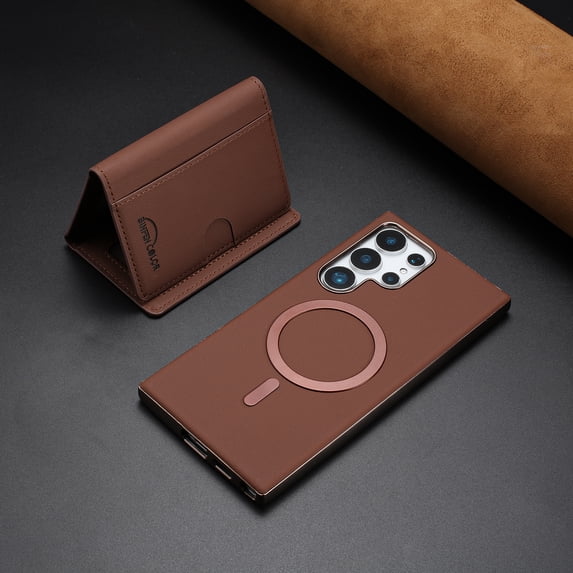 ELEHOLD Case for Samsung Galaxy S24 Ultra, 2-in-1 Detachable Magnetic Wallet Case with Card Holder, RFID Blocking Shockproof PU Leather Cover with Kickstand,Brown