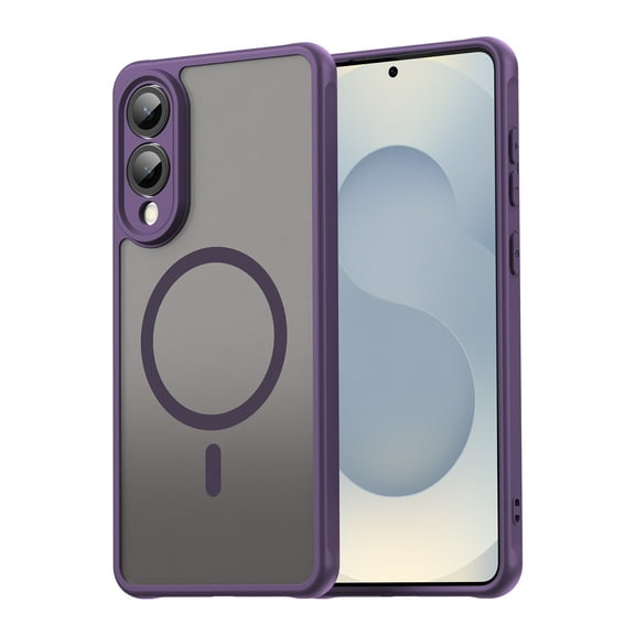 ELEHOLD Case for Samsung Galaxy S25 Edge, Wireless Charging Camera Protection Shockproof Magnetic Transparent Frosted Anti-Scratch Protective Phone Case for Samsung Galaxy S25 Edge,Purple