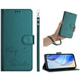 thumbnail image 1 of ELEHOLD Case for Samsung Galaxy S25+, RFID Blocking Wallet Case with Crossbody Strap & Wristlet, PU Leather Flip Cover with Kickstand & Card Slots,Darkgreen, 1 of 10