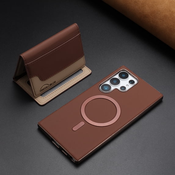 ELEHOLD Case for Samsung Galaxy S25 Ultra, 2-in-1 Magnetic Detachable Wallet Case, RFID Blocking PU Leather Flip Cover with Kickstand & Card Holder,Brown
