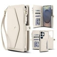 thumbnail image 1 of ELEHOLD Case for Samsung Galaxy S25 Ultra, Detachable Magnetic Zipper Leather Wallet Case with RFID Blocking, Card Holder & Cash Slot, Wrist & Crossbody Strap,White, 1 of 8