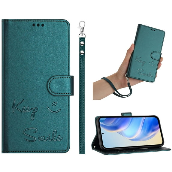 ELEHOLD Case for Samsung Galaxy S25 Ultra, RFID Blocking Wallet Case with Crossbody Strap & Wristlet, PU Leather Flip Cover with Kickstand & Card Slots,Darkgreen