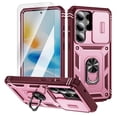 thumbnail image 1 of ELEHOLD Case for Samsung Galaxy S26 Ultra, Slide Camera Cover, Rugged Shockproof Case with 360° Ring Kickstand, Tempered Glass Screen Protector Included,B, 1 of 9