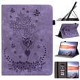 thumbnail image 1 of ELEHOLD Case for Samsung Galaxy Tab A7 10.4 Inch SM-T500/T505/T507, Embossed Butterfly PU Leather Card Holder Folio Cover with Stylus Loop, Multiple Viewing Angles Stand Protective Shell,Purple, 1 of 7