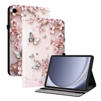 ELEHOLD Case For Samsung Galaxy Tab A9 2023 8.7-inch, Stylish Pattern Shockproof PU Leather Kickstand Magnetic Slim Shockproof Case With Card Slots,Pink