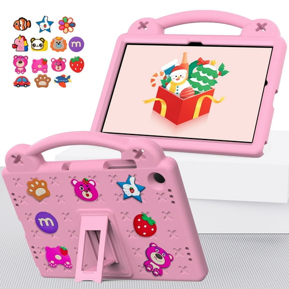 ELEHOLD Case for Samsung Galaxy Tab A9 Plus 11 Inch (SM-X210/X215/X216/X218) ,Children Friendly DIY Cartoon EVA Foam Protective Handle Stand Cover for Galaxy Tab A9+,Pink