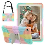 ELEHOLD Case for Samsung Galaxy Tab A9 Plus 11 Inch (SM-X210/X215/X216/X218) ,Kids Girls Women Butterfly Kickstand Shockproof Protective Tablet Cover for Galaxy Tab A9+ 2023,Rainbow + Beige