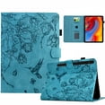 thumbnail image 1 of ELEHOLD Case For Samsung Galaxy Tab S8 Embossed Flowers and Birds Leather Tablet Case, Slim Back Smart Cover, Full Body Protection, Kickstand,with Card Pocket, Blue, 1 of 10