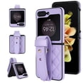 thumbnail image 1 of ELEHOLD Case for Samsung Galaxy Z Flip 4, Luxury Soft PU Leather Rugged Case with Wrist Strap, Ultra Thin Protection Cover for Samsung Galaxy Z Flip 4,Purple, 1 of 8