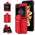 thumbnail image 1 of ELEHOLD Case for Samsung Galaxy Z Flip 5, Luxury Soft PU Leather Rugged Case with Wrist Strap, Ultra Thin Protection Cover for Samsung Galaxy Z Flip 5,Red, 1 of 8