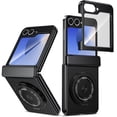 thumbnail image 1 of ELEHOLD Case for Samsung Galaxy Z Flip 6, Soft TPU and Hard PC Hinge Protection Case with Magnetic Rotatable Metal Ring Holder & Screen Protector,Black, 1 of 12