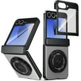 thumbnail image 1 of ELEHOLD Case for Samsung Galaxy Z Flip 6, Soft TPU and Hard PC Hinge Protection Case with Magnetic Rotatable Metal Ring Holder & Screen Protector,Gray, 1 of 1