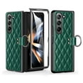 thumbnail image 1 of ELEHOLD Case for Samsung Galaxy Z Fold 5 5G 2023, Luxury PU Leather Case with Ring Holder Stand Slim Shockproof Shell Anti-Fingerprint Rugged Protective Cover,Darkgreen, 1 of 12