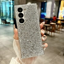 ELEHOLD Case for Samsung Galaxy Z Fold 5,  Bling Diamond Back Lightweight Non-Slip Shock-Absorbent Plastic Shockproof Protective Case for Samsung Galaxy Z Fold 5,Silver