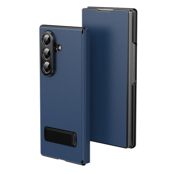 ELEHOLD Case for Samsung Galaxy Z Fold 5, Lightweight Non-Slip Slim Faux Leather Kickstand Shock-Absorbent Anti-Scratch Protective Case Cover for Samsung Galaxy Z Fold 5,Blue