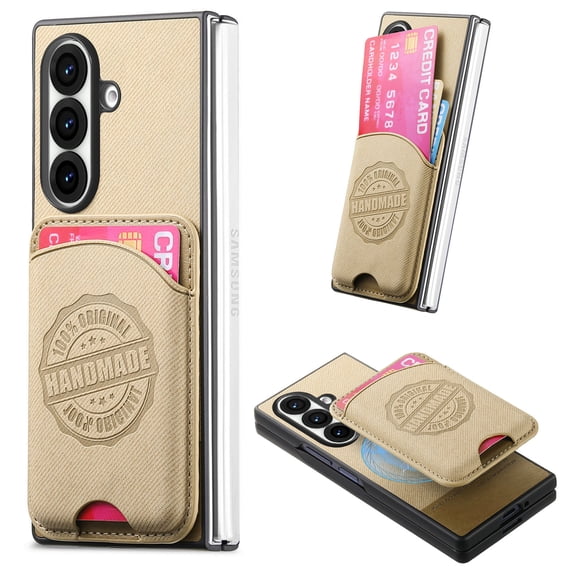 ELEHOLD Case for Samsung Galaxy Z Fold 5, Magnetic Detachable Card Slot Faux Leather Shockproof Lightweight Anti-Scratch Non-Slip Wallet Case for Samsung Galaxy Z Fold 5,Khaki