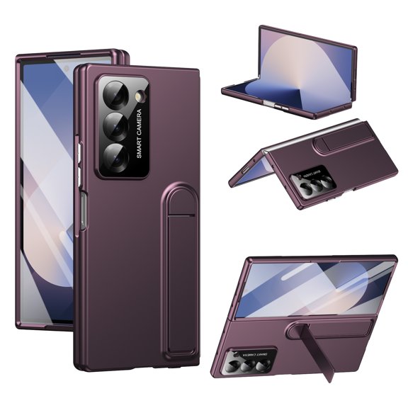 ELEHOLD Case For Samsung Galaxy Z Fold 6, HD Front Membrane Built-In Kickstand Military Grade Drop Protection, Anti-Fingerprint Lens Frame Cover Slim Fit Folding Case For Samsung Z Fold 6,Winered