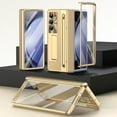 thumbnail image 1 of ELEHOLD Case For Samsung Galaxy Z Fold 6, Luxury Gold Plated Lens Frame Protector Kickstand Hinge-Safe Foldable Protection Case with Front Screen Film+Stylus,Gold, 1 of 9