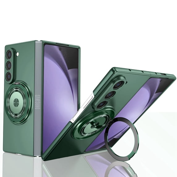 ELEHOLD Case for Samsung Galaxy Z Fold 6, Ring Magnetic Fits Wireless Charger Anti-Scratch Shockproof Slim Rugged Protective Phone Case for Samsung Z Fold 6,Darkgreen