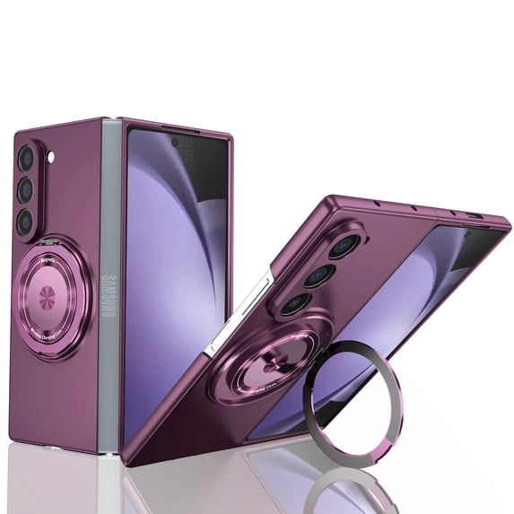 ELEHOLD Case for Samsung Galaxy Z Fold 6, Ring Magnetic Fits Wireless Charger Anti-Scratch Shockproof Slim Rugged Protective Phone Case for Samsung Z Fold 6,Winered