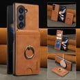 thumbnail image 1 of ELEHOLD Case for Samsung Galaxy Z Fold7, Magnetic Ring Leather Wallet Phone Case with Card Slots & Window Slots, Wireless Charging & Car Mount Compatible,Brown, 1 of 6