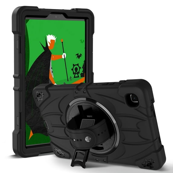 ELEHOLD Case for Samsung Tab A7 Lite 8.7 (2021), Heavy Duty Shockproof Case with Pencil Holder/Stand/Hand Strap/Shoulder Belt, Rugged Protective Cover for Boys Girls,Black