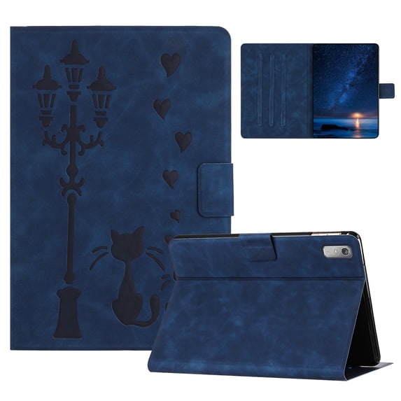 ELEHOLD Case For Samsung Tab S6 Lite 10.4" (2019) Kitty Pattern Leather Tablet Case, Slim Back Smart Cover, Auto Sleep/Wake, Full Body Protection, Kickstand,Blue