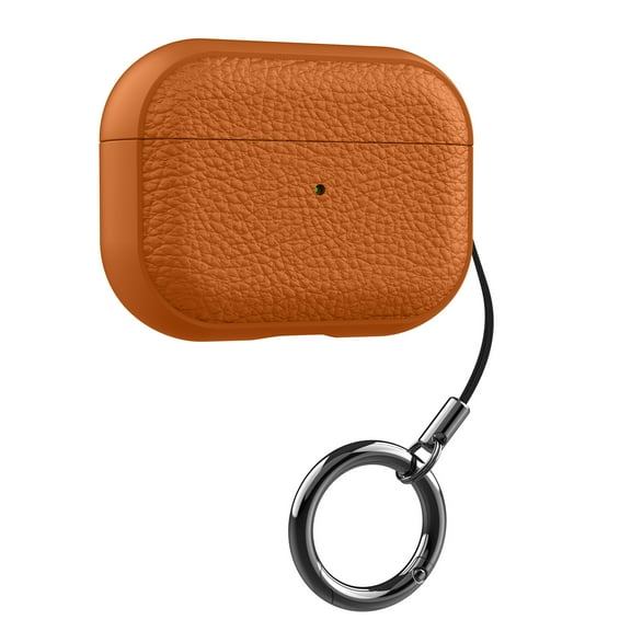 ELEHOLD Case for Airpods Pro (2019),Compatible with MagSafe Premium Leather Shockproof Protective Case with Ring Buckle for Airpods Pro (2019),Brown