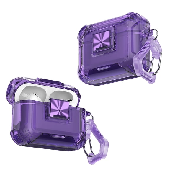 ELEHOLD Case for Airpods Pro 3rd Gen (2025), Premium Crystal Shockproof Protective Case with Keychain, Hidden Kickstand & Safety Lock,Purple