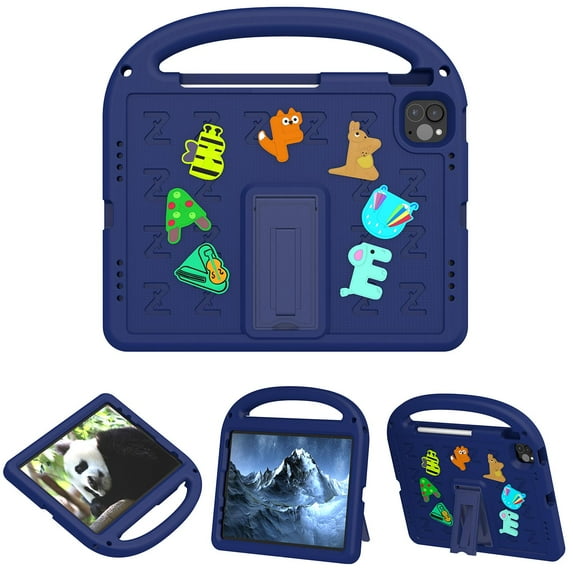 ELEHOLD Case for Apple iPad 10th Gen, Fun Animal Design EVA Durable Case with Handle & Stand & Strap, Easy Carry for Children,Navyblue