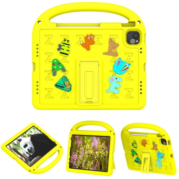 ELEHOLD Case for Apple iPad 10th Gen, Fun Animal Design EVA Durable Case with Handle & Stand & Strap, Easy Carry for Children,Yellow