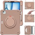 thumbnail image 1 of ELEHOLD Case for Apple iPad Air 11 (2024), Portable Hybrid Shockproof iPad Case with Pencil Holder & Hanging Ring Handle Rotatable Kickstand,Latte, 1 of 11